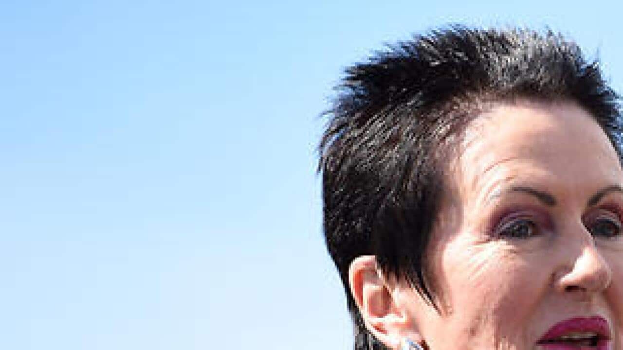 Sydney Lord Mayor Clover Moore speaks at a ceremony>