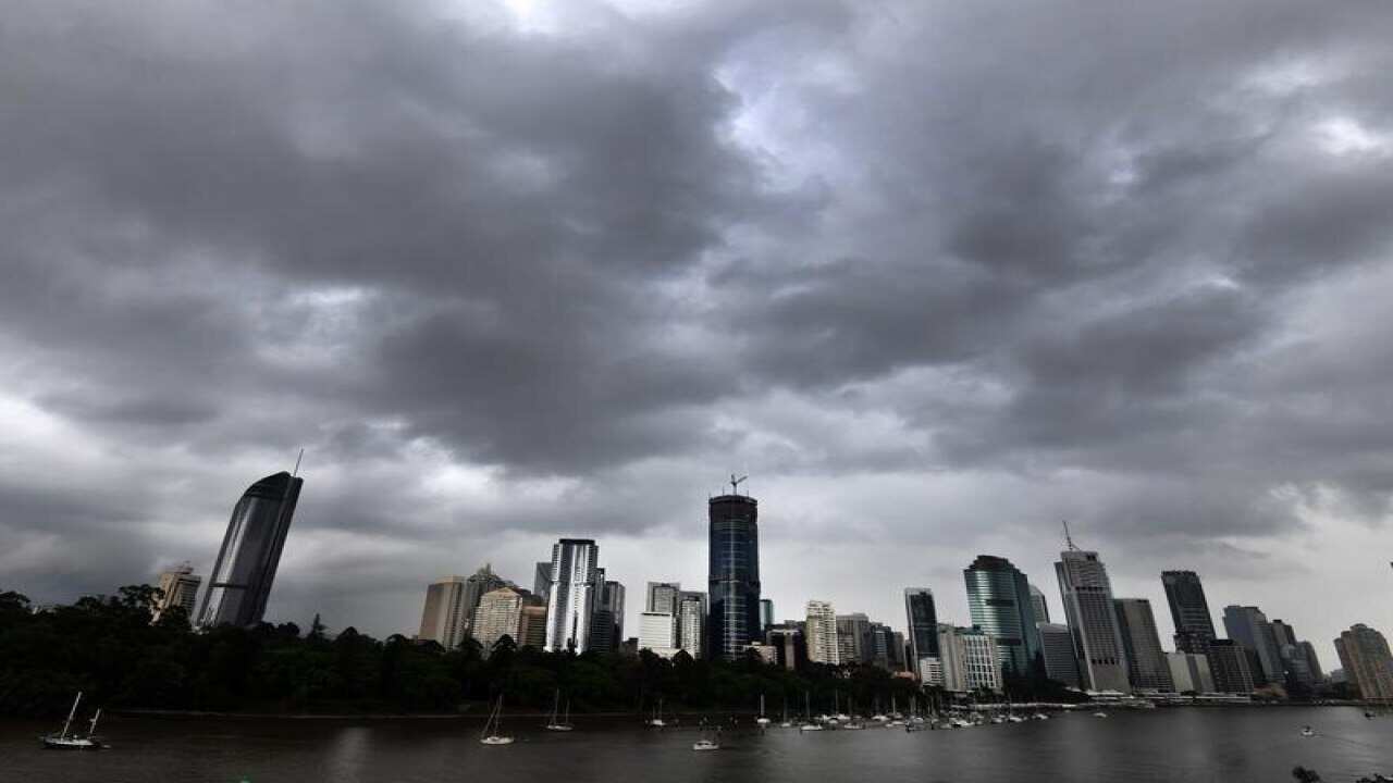 Storm clouds over the Brisbane CBD