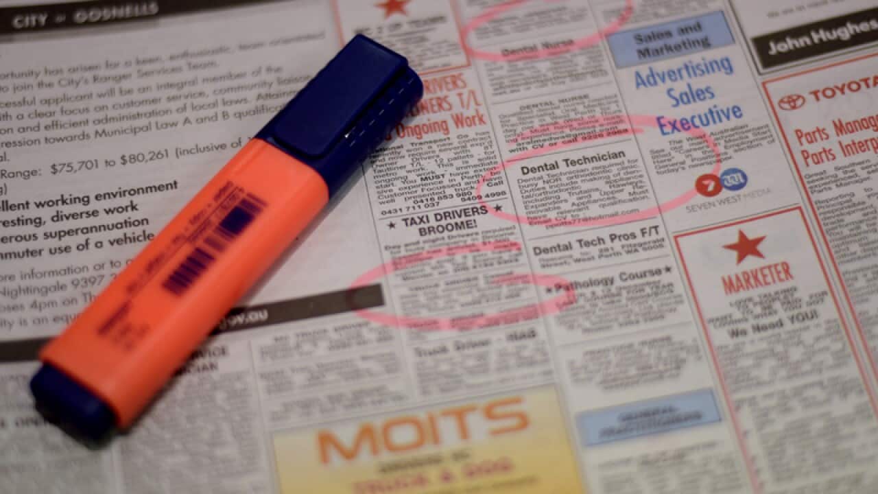 Employment advertisements in a newspaper