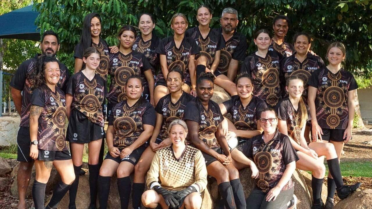 Frenchwoman Melissa Djafar plays for the NT Yappas -A Darwin based Aboriginal women’s soccer team