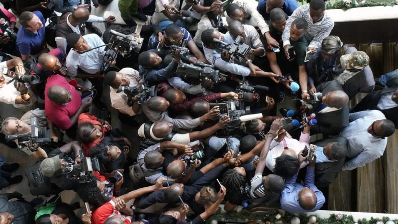 Congolese opposition presidential candidate Martin Fayulu with media