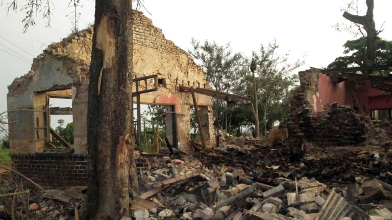 A house destroyed at the Camp Brigade after an explosion