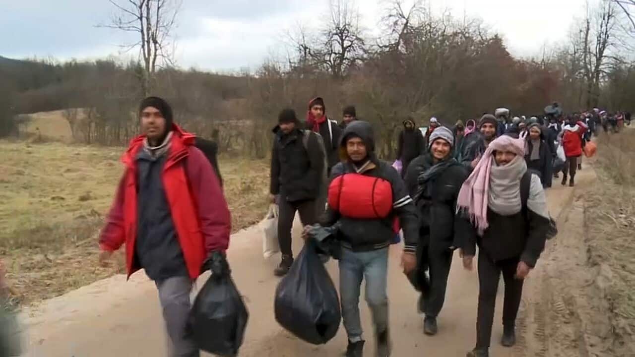 Migrants flee the burning Lipa camp in Bosnia