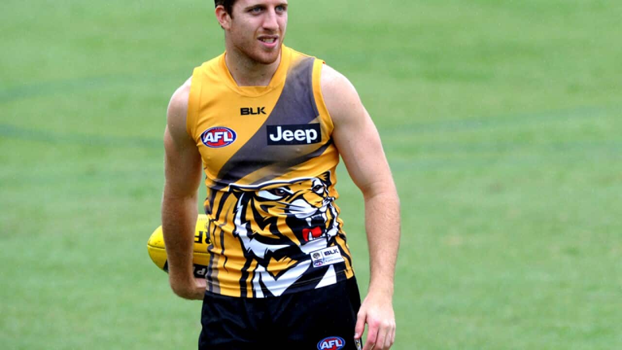 Richmond player Reece Conca trains at Punt Road
