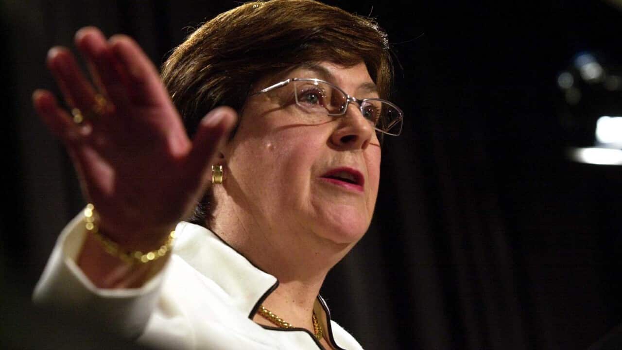 File image of then health minister Kay Patterson at the National Press Club in Canberra in 2003.