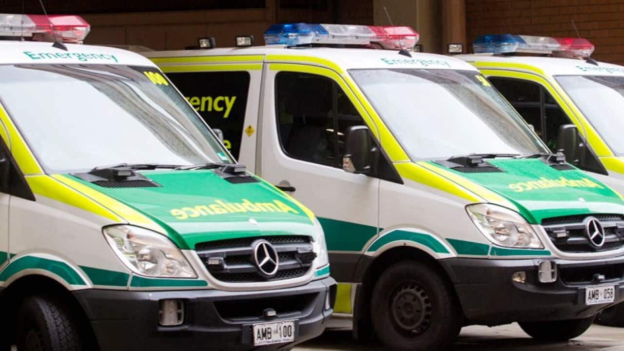 Ambulances outside a hospital in Adelaide