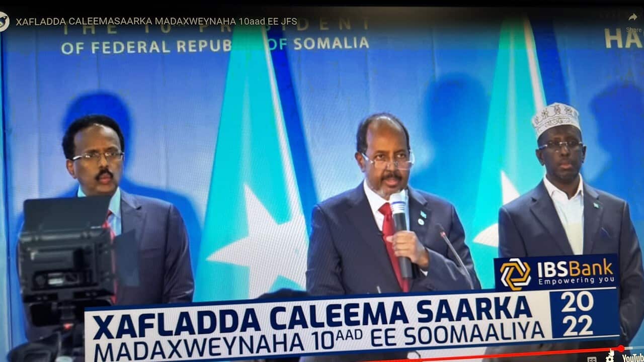 President Hassan Sh Mohamud with two former president