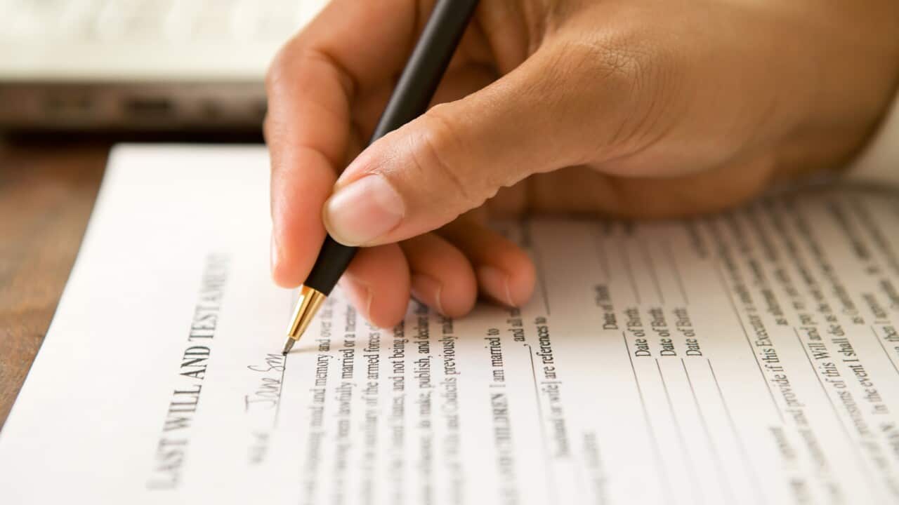 Woman signing will