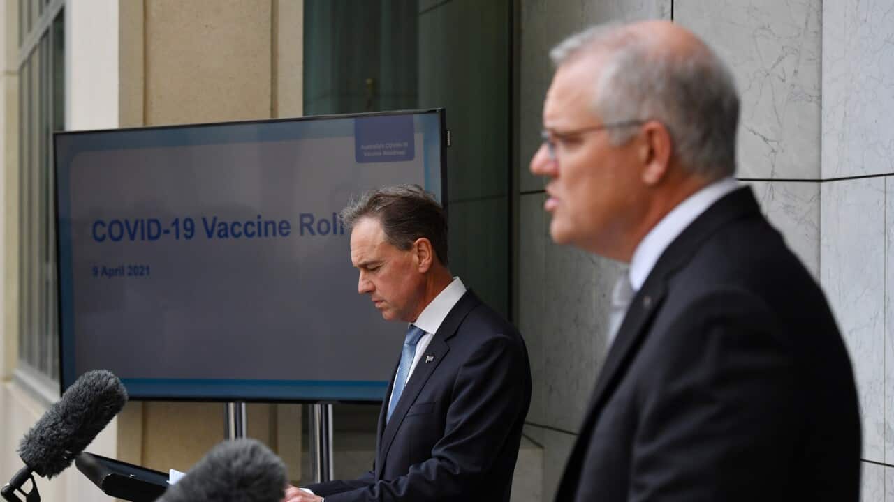 Prime Minister Scott Morrison (r) and Health Minister Greg Hunt
