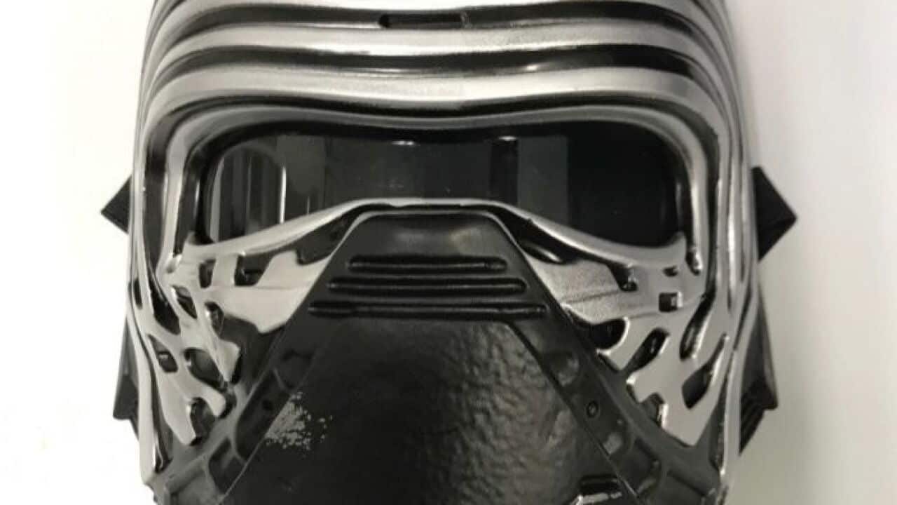 The mask from Star Wars: The Force Awakens allegedly worn by the man during the assault.