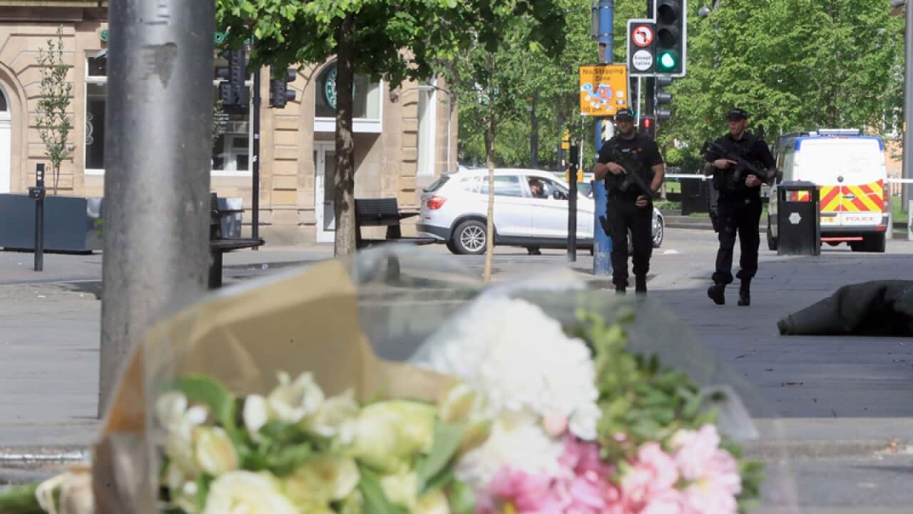 Flowers left close to the Manchester Arena