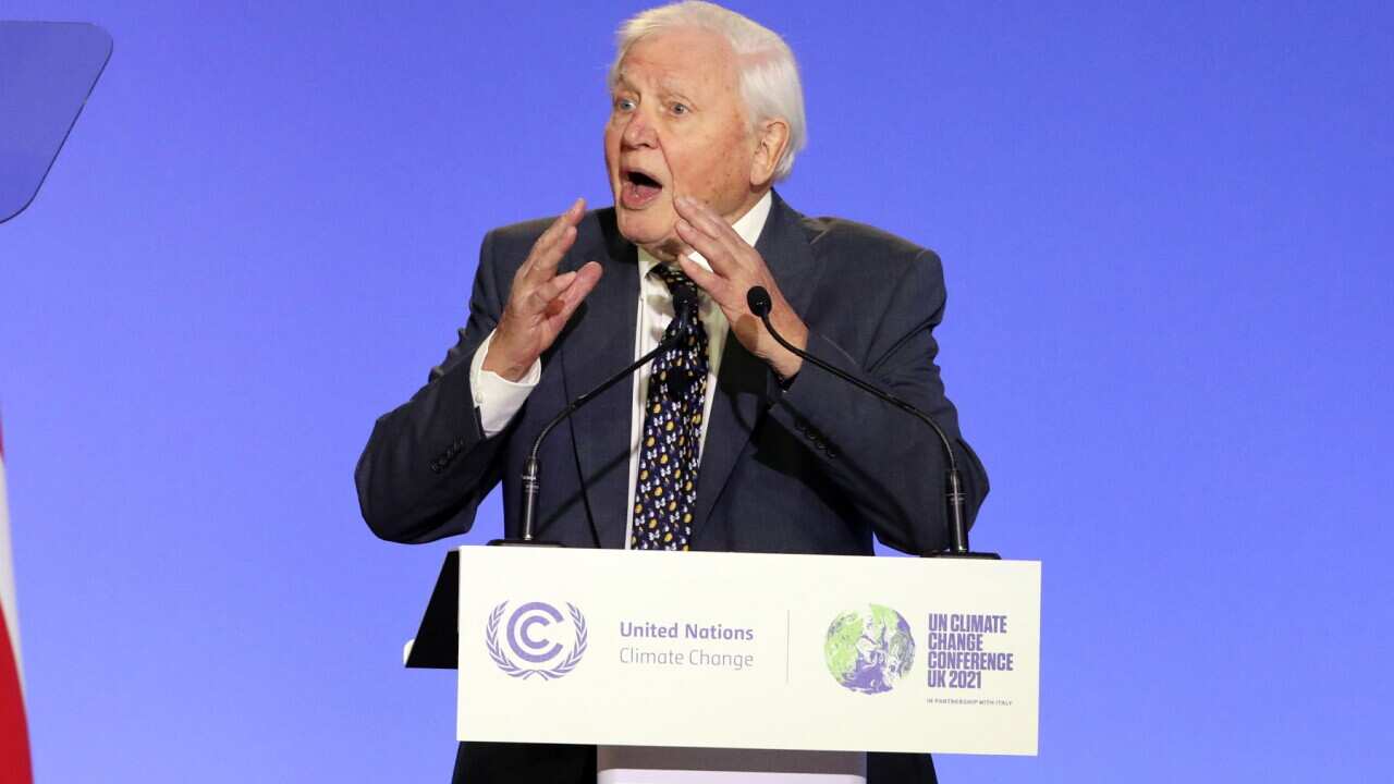 Sir David Attenborough at the opening ceremony of COP26 in Glasgow, UK