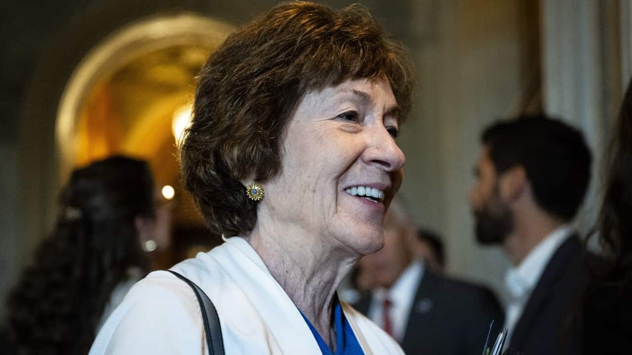 US Senator Susan Collins looks on during a Senate vote, at the US Capitol, in Washington, DC, USA, 23 June 2026