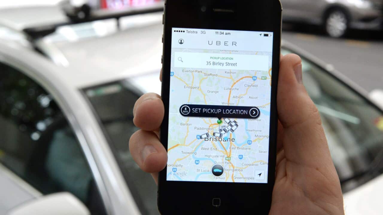 The Uber app in Brisbane