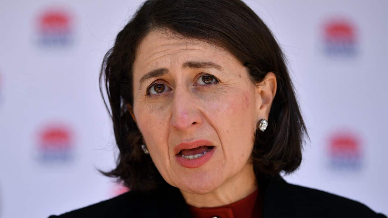 NSW Premier Gladys Berejiklian speaks to the media during a press conference in Sydney.