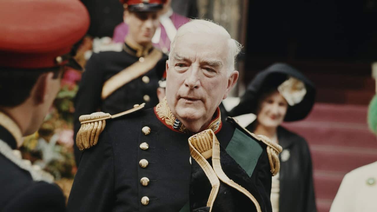 Sir Robert Menzies is installed as Warden of the Cinque Ports, during a ceremony at Dover, England, 20th July 1966 (Getty)