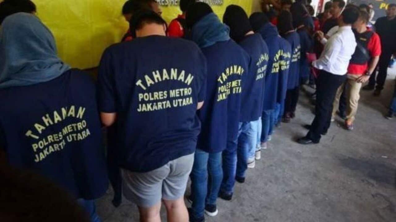 Men detained in May 2017 raids on saunas and gyms in Jakarta – AFP.