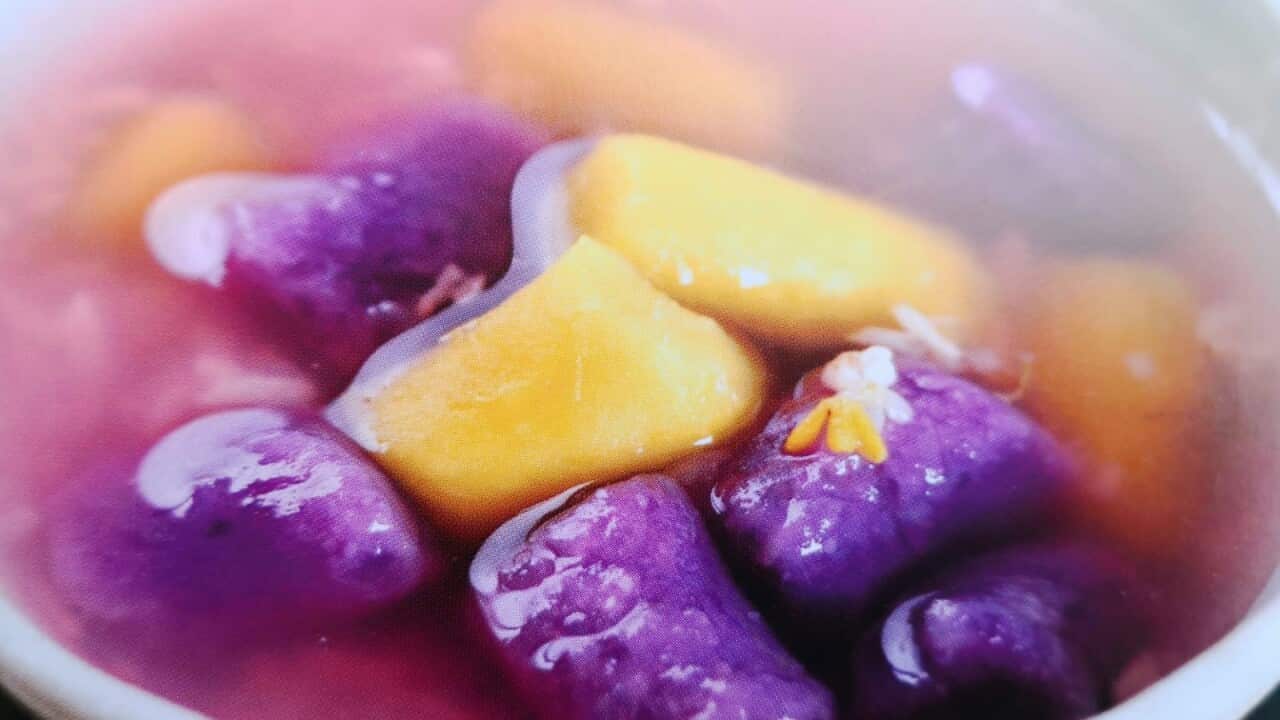 Q彈美味的地瓜圓令人垂涎。