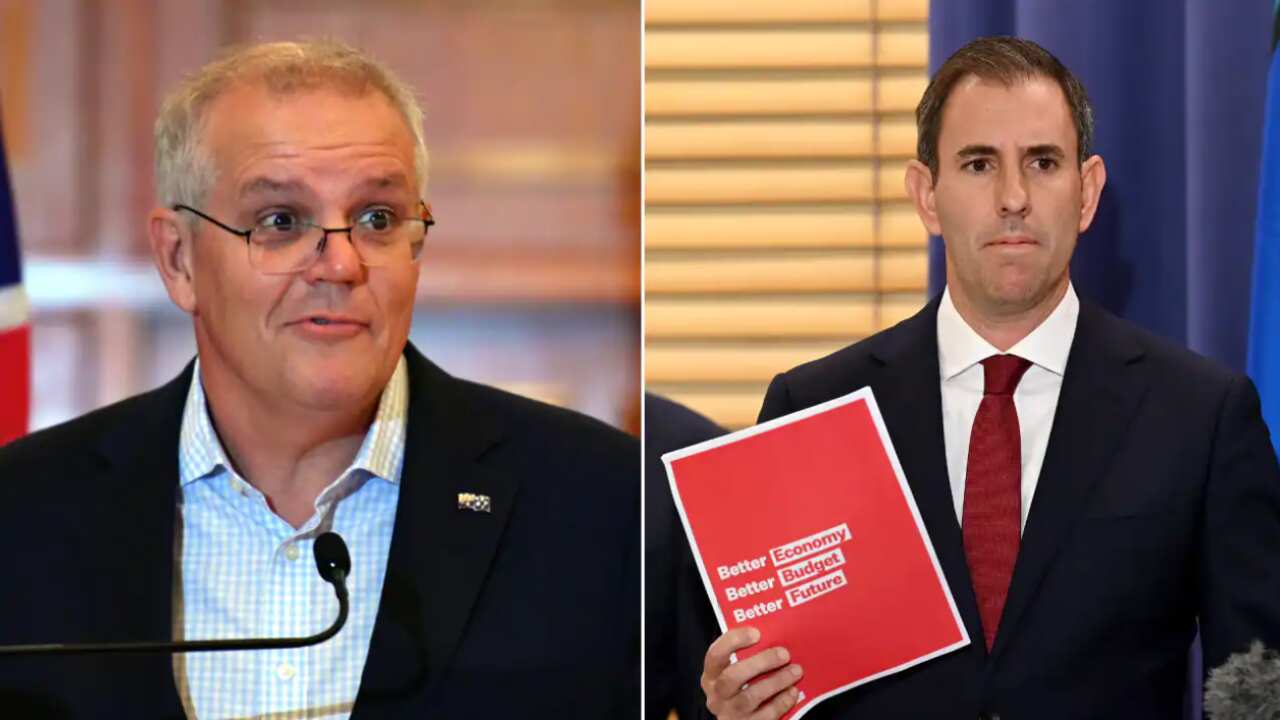 Prime Minister Scott Morrison (left) and shadow Treasurer Jim Chalmers (right) campaigning on day 17 of the election campaign