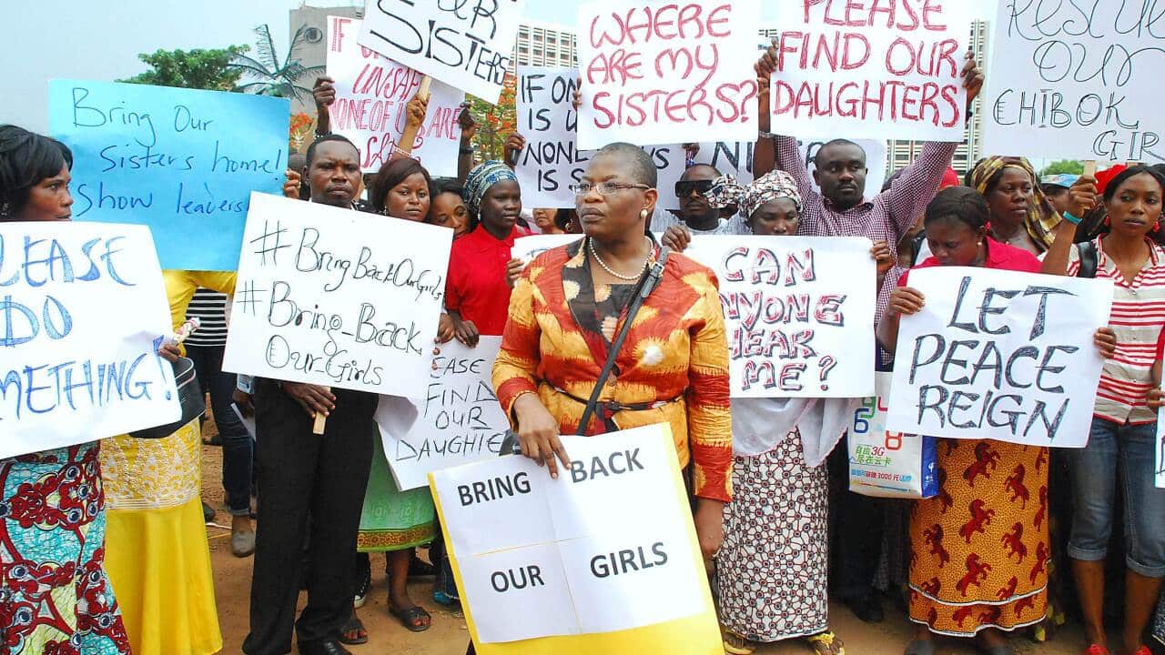 A protest in the Nigerian capital Abuja over the government's failure to rescue scores of schoolgirls - AAP-1.jpg