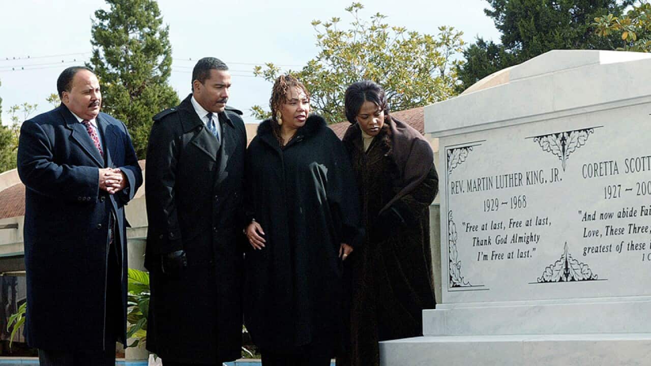 The children of Rev Martin Luther King Jr at his crypt in Atlanta.