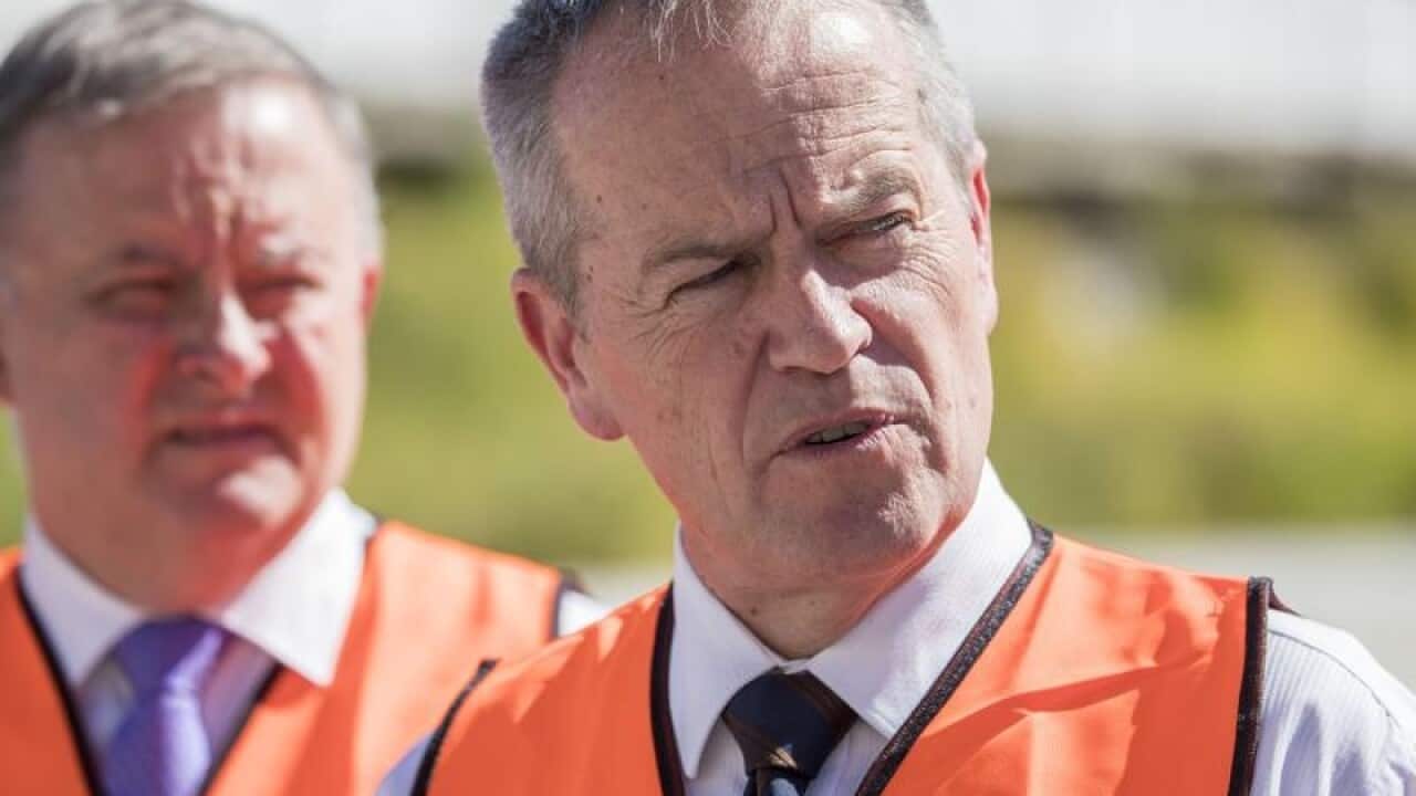 Anthony Albanese and Bill Shorten at a press conference in April.