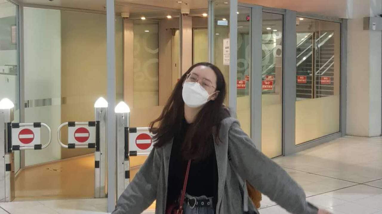 Jessica Xie-Moulton at the airport