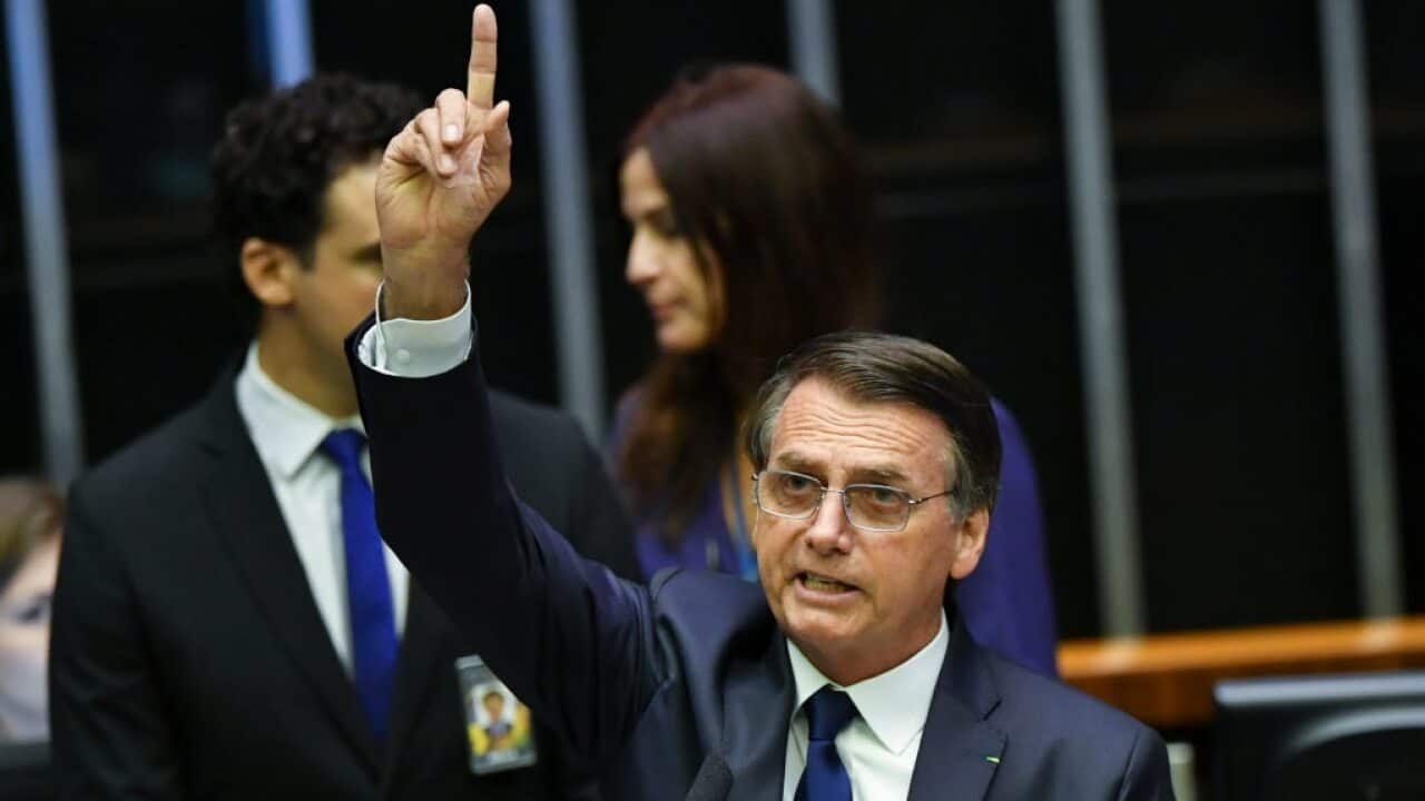Jair Bolsonaro addresses Congress, during his swearing-in ceremony as Brazil's new president.