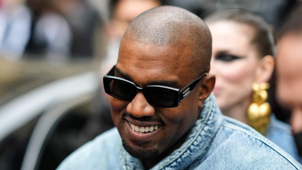 Kanye attends Paris Fashion Week on 23 January 2022.