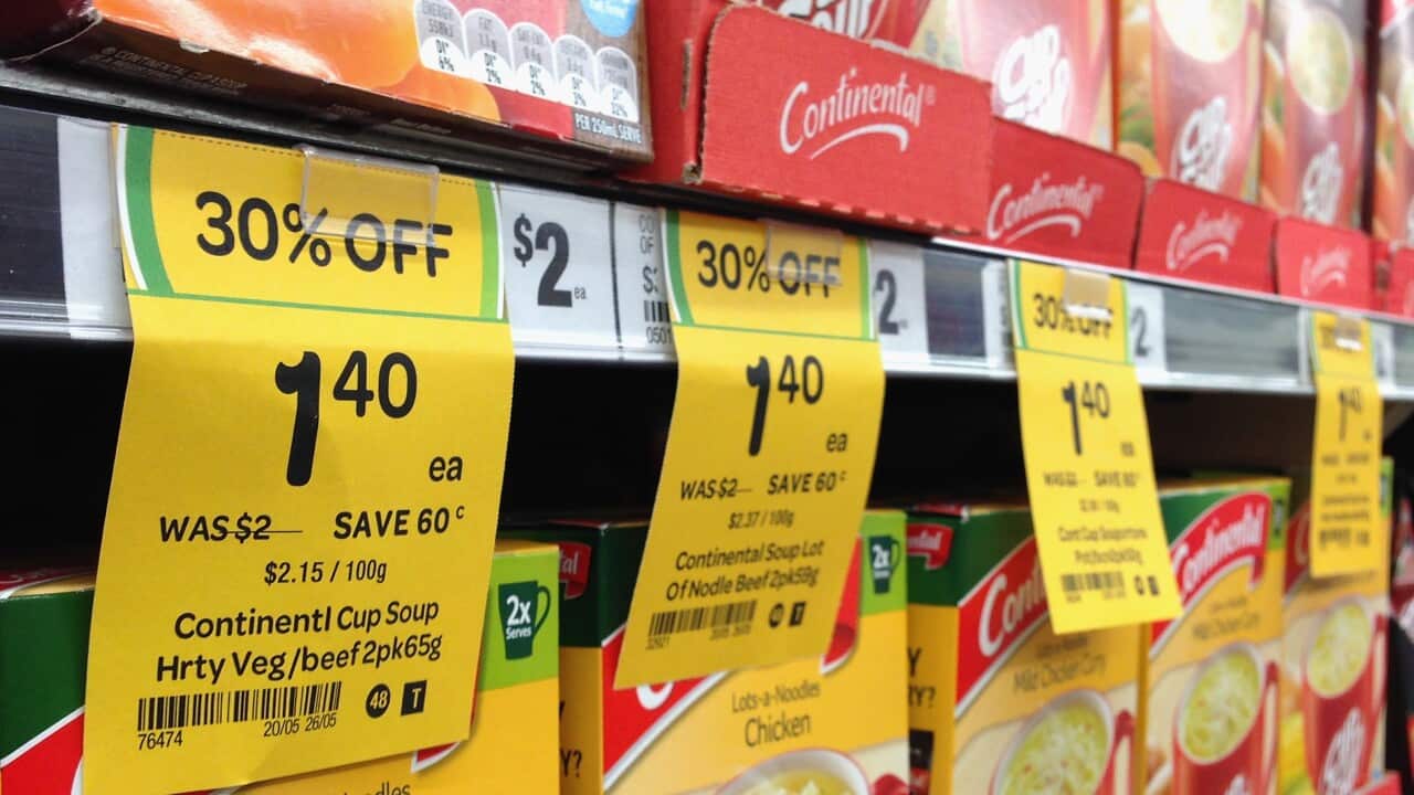 Prodotti in esposizione in un supermercato di Woolworths a Melbourne.