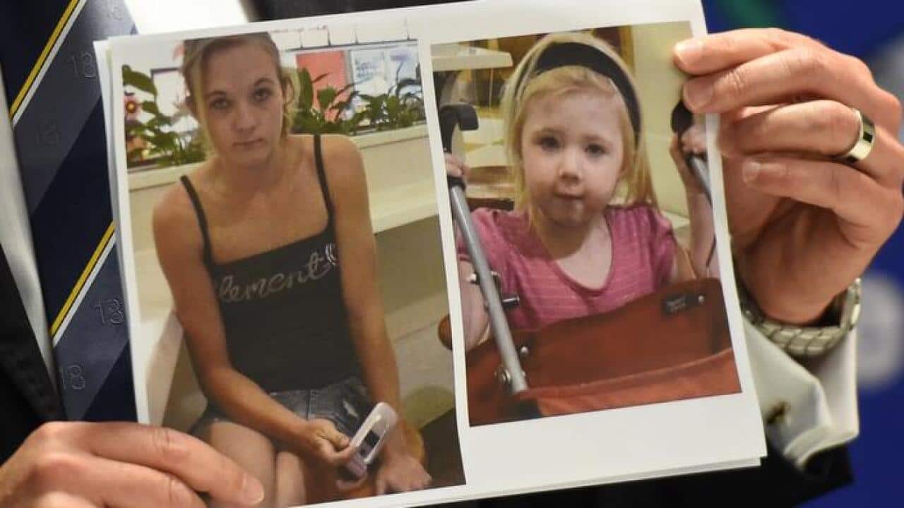 a photo of 'Angel', Karlie Jade Pearce-Stevenson and Khandalyce Kiara Pearce, the 'child in a suitcase'