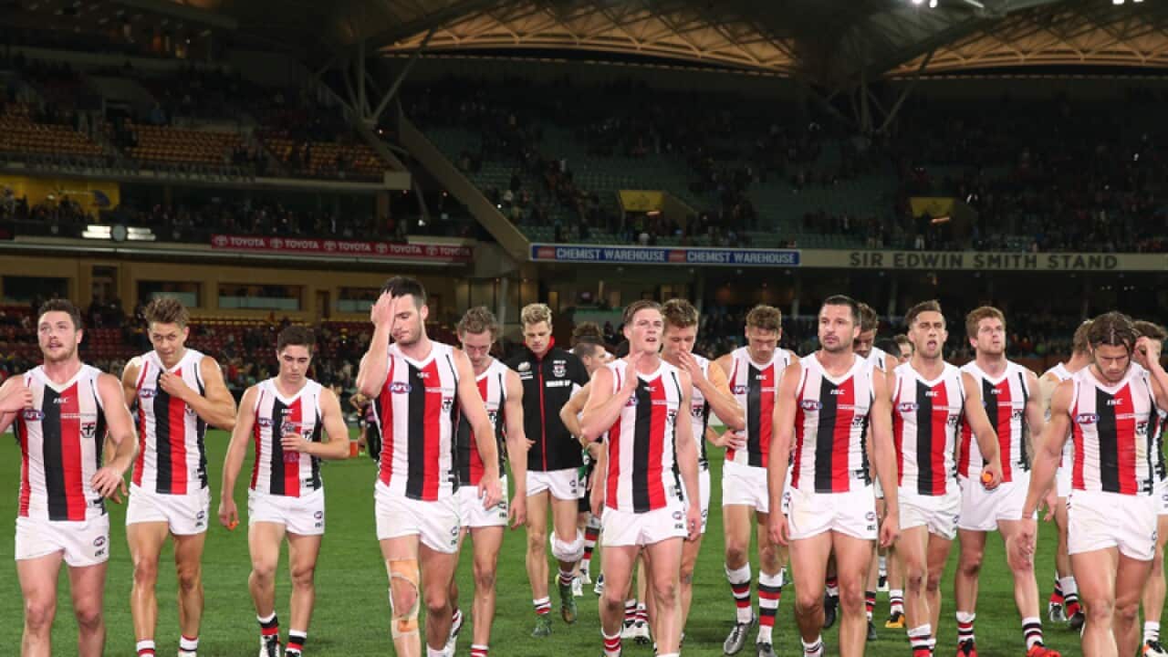 Saints players leave Adelaide oval