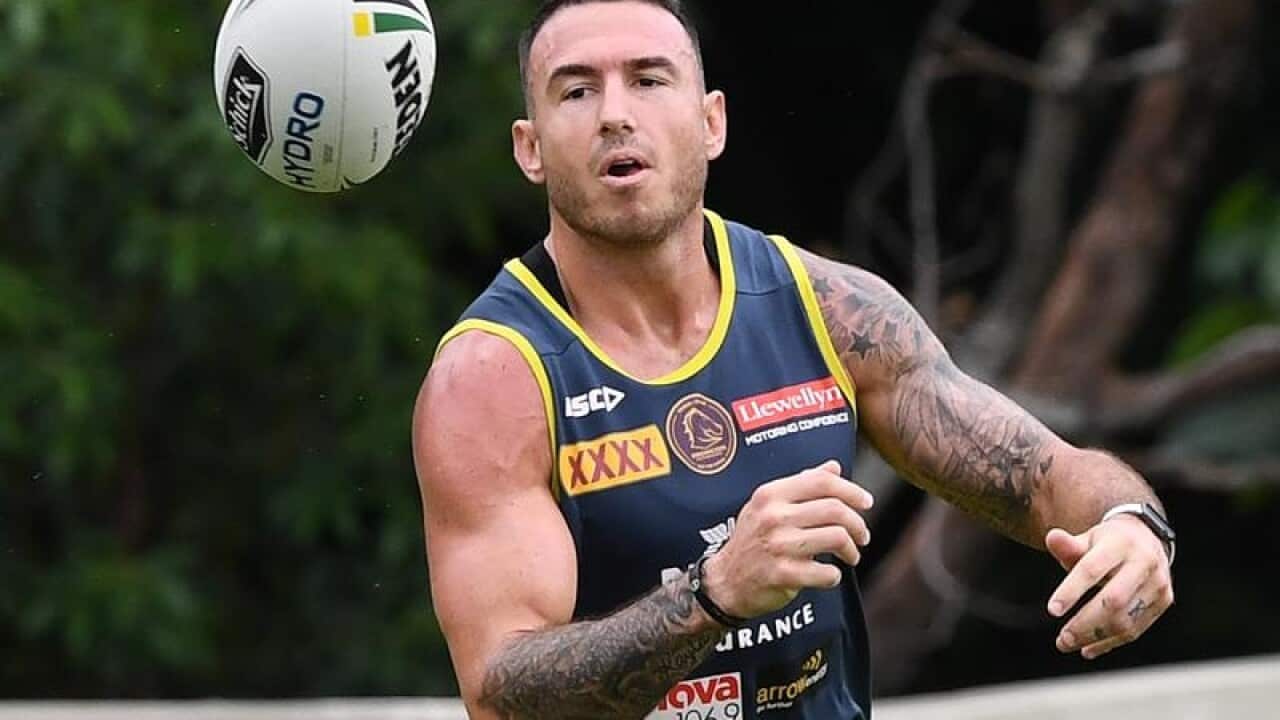 Darius Boyd during the Brisbane Broncos training session in Brisbane.