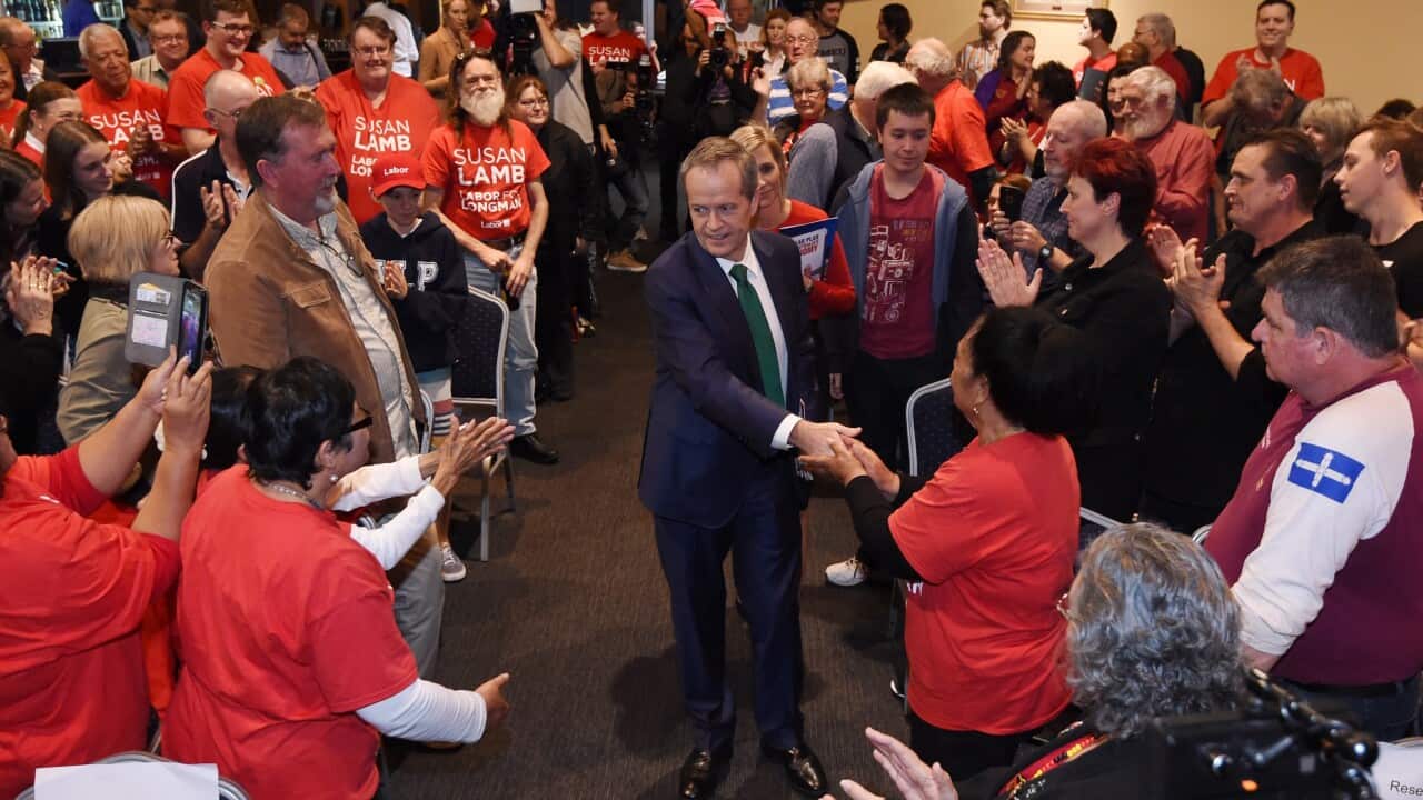 Leader of the Opposition Bill Shorten at town hall meeting as part of the 2016 election campaign in The Queensland town of Caboolture, Saturday, June 25, 2016. (AAP Image/Mick Tsikas) NO ARCHIVING