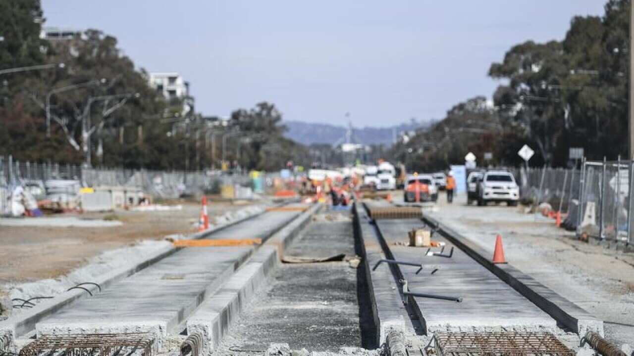 Construction for the Canberra light rail project.