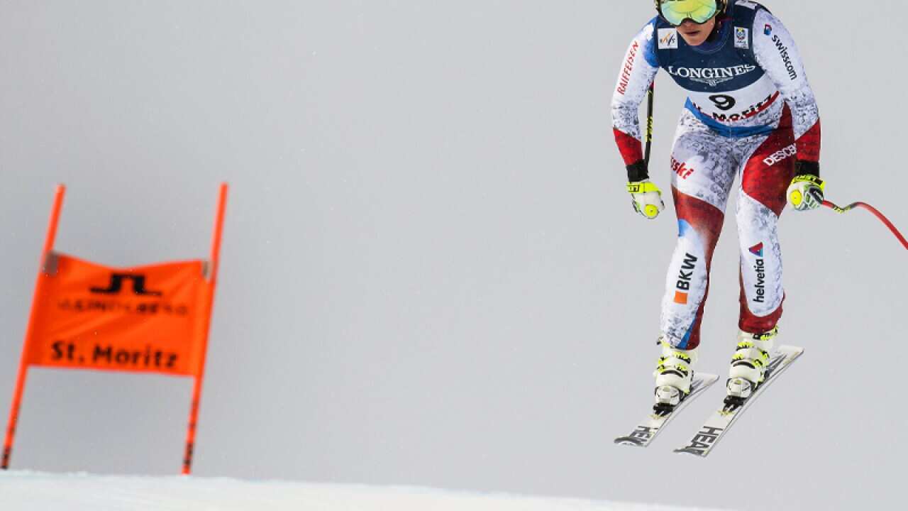 Lara Gut of Switzerland in action, St. Moritz, Switzerland