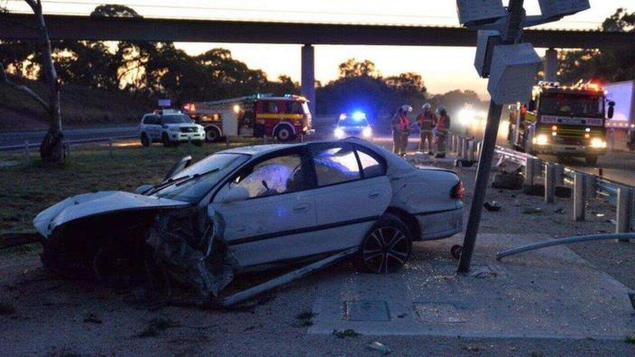 Supplied image obtained Monday, April 4, 2016 of the scene of a car crash near Adelaide.