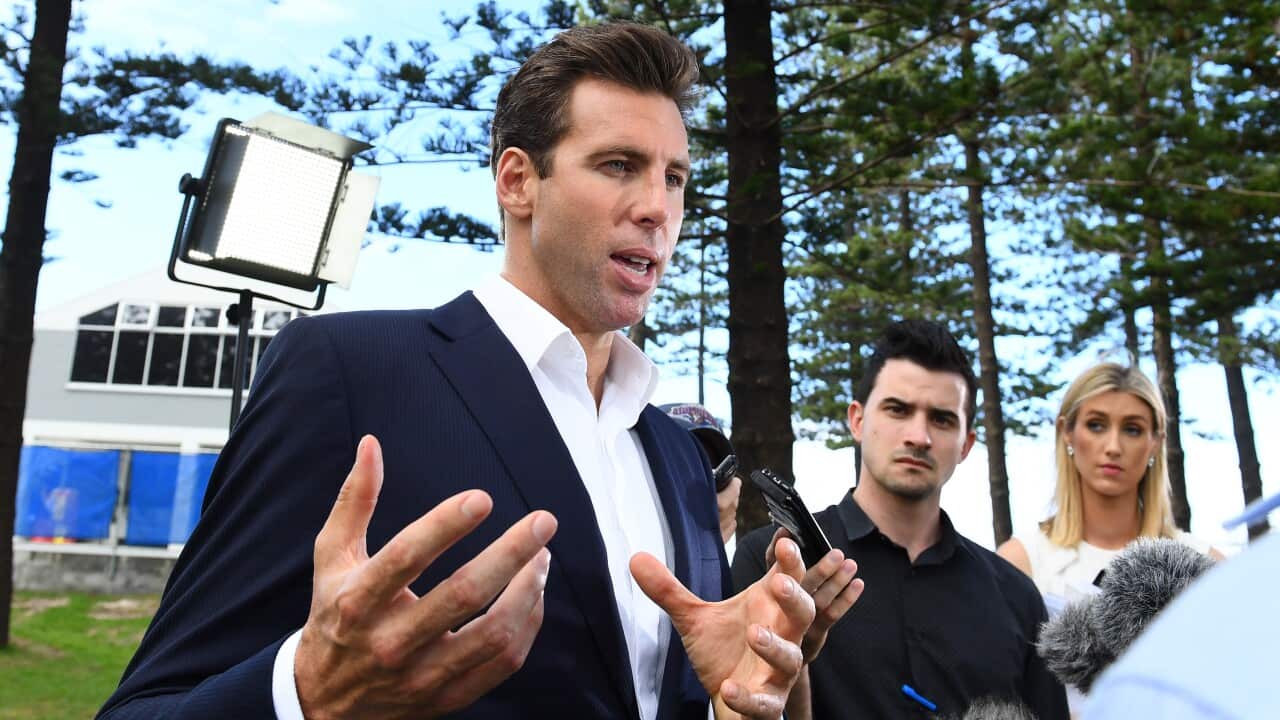 Former Australian Olympic swimmer Grant Hackett is seen during a press conference on the Gold Coast, Friday, April 29, 2016.