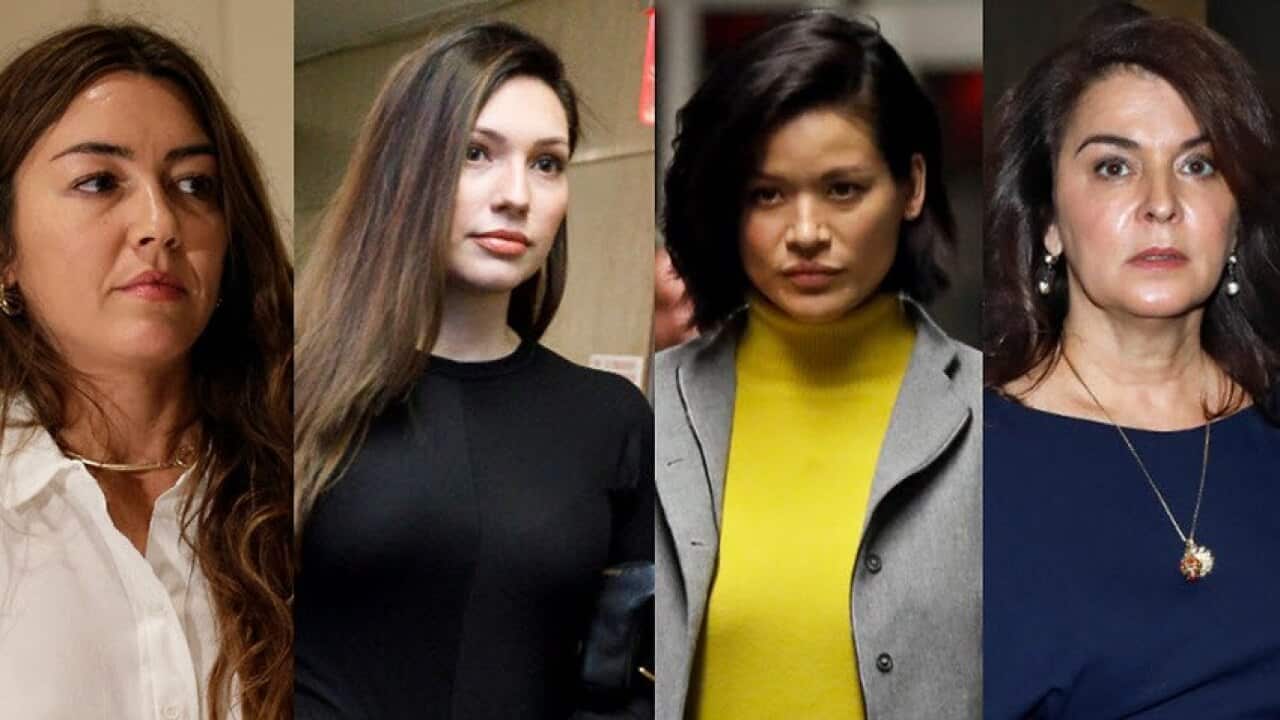 (L-R) Weinstein accusers Mimi Haleyi, Jessica Mann, Tarale Wulff and Annabella Sciorra