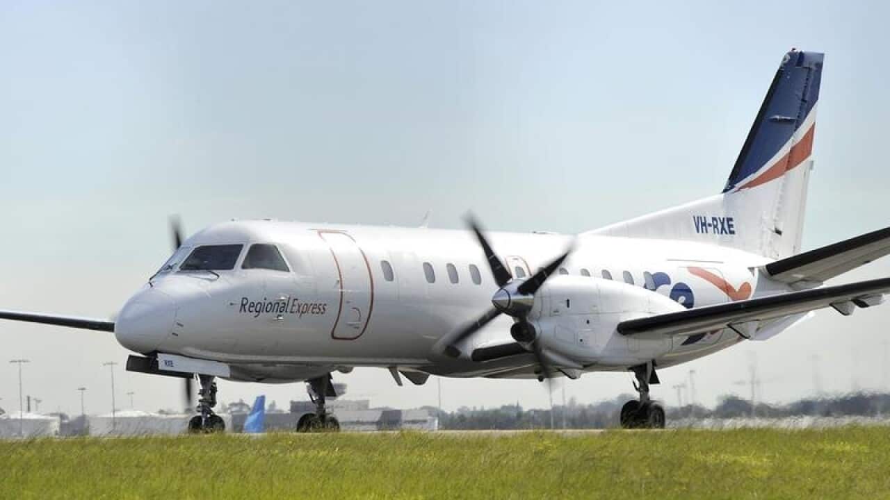 A Regional Express (REX) aircraft at Sydney Airport