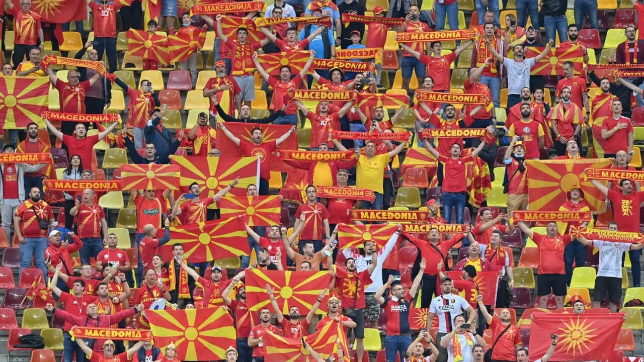Macedonian Soccer Fans on June 13,2021 in Bucharest, Romania