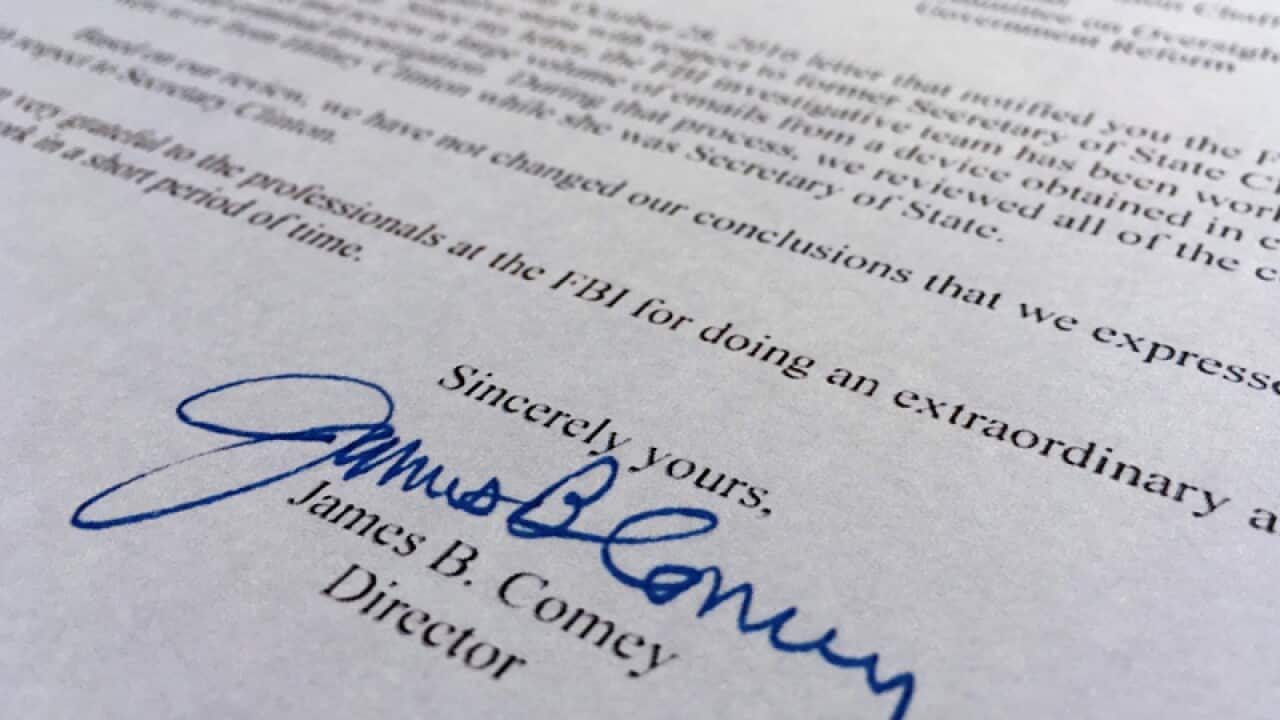 A letter from FBI director James Comey to Congress