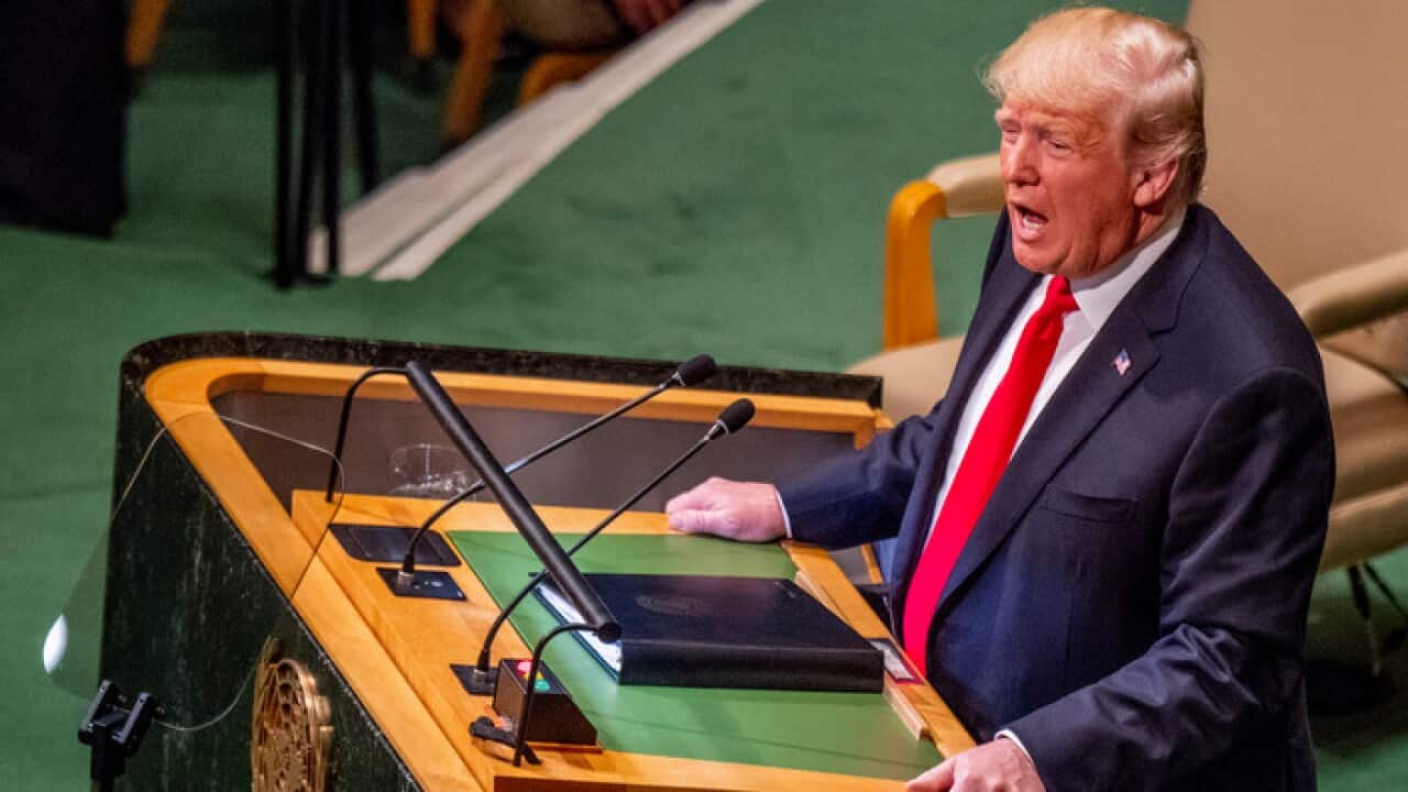 US president Donald Trump addresses the UN