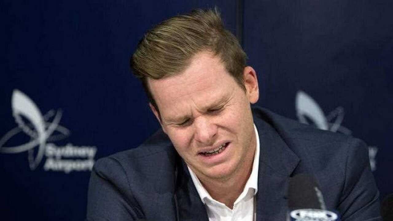 An emotional Steve Smith speaks to the media in Sydney.