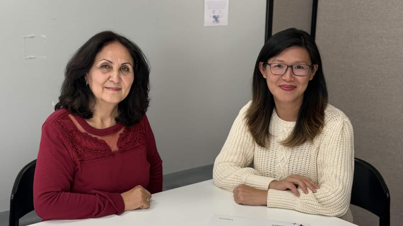 Ifrin Fittock (on the right), CEO of SisterWorks and one of the sisters, Fatemeh Zahra Hazrati – Melbourne 14 May 2025. Photo by SBS.
