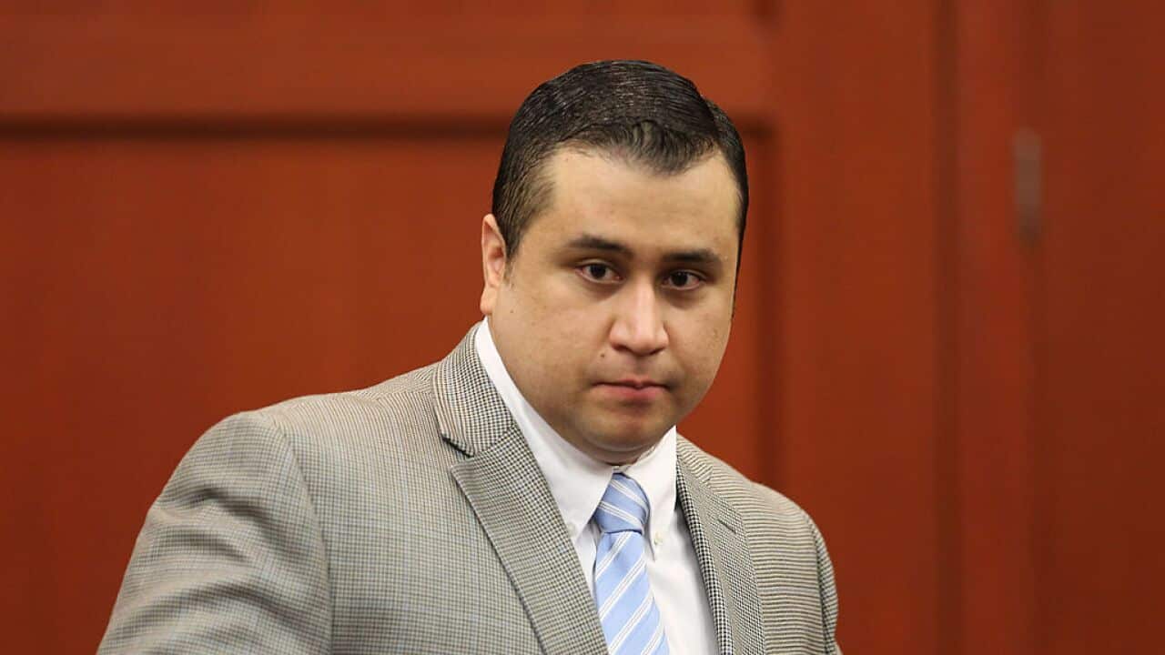 George Zimmerman arrives for his murder trial in Semimole circuit court July 11, 2013 in Sanford, Florida