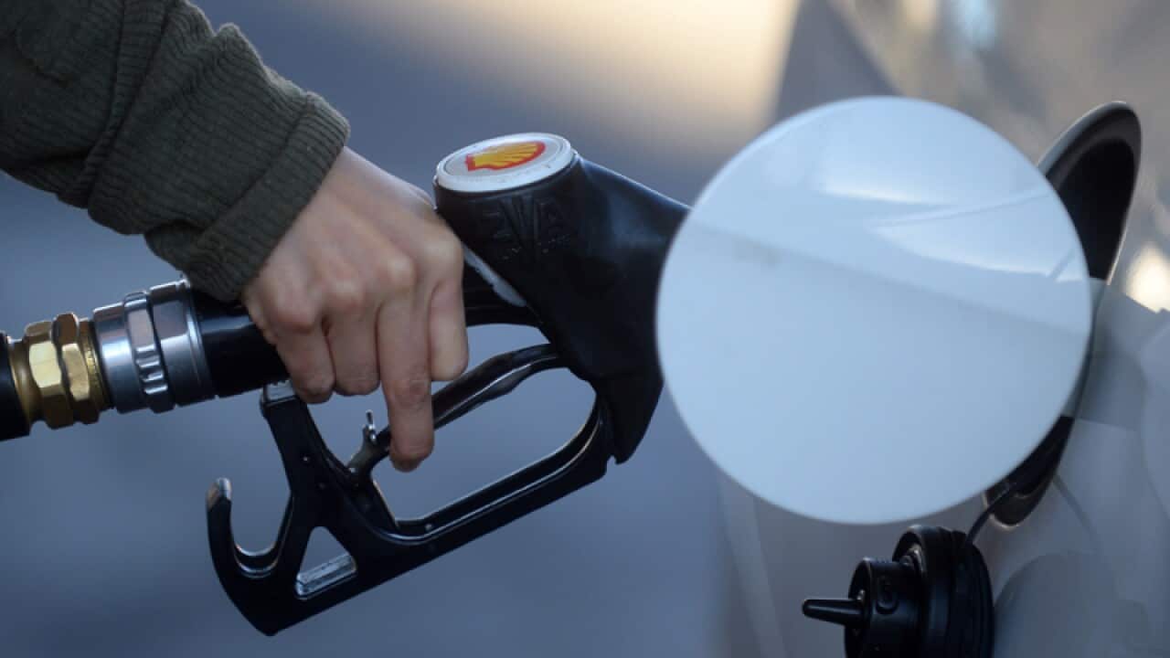 A fuel nozzle at a Shell petrol station