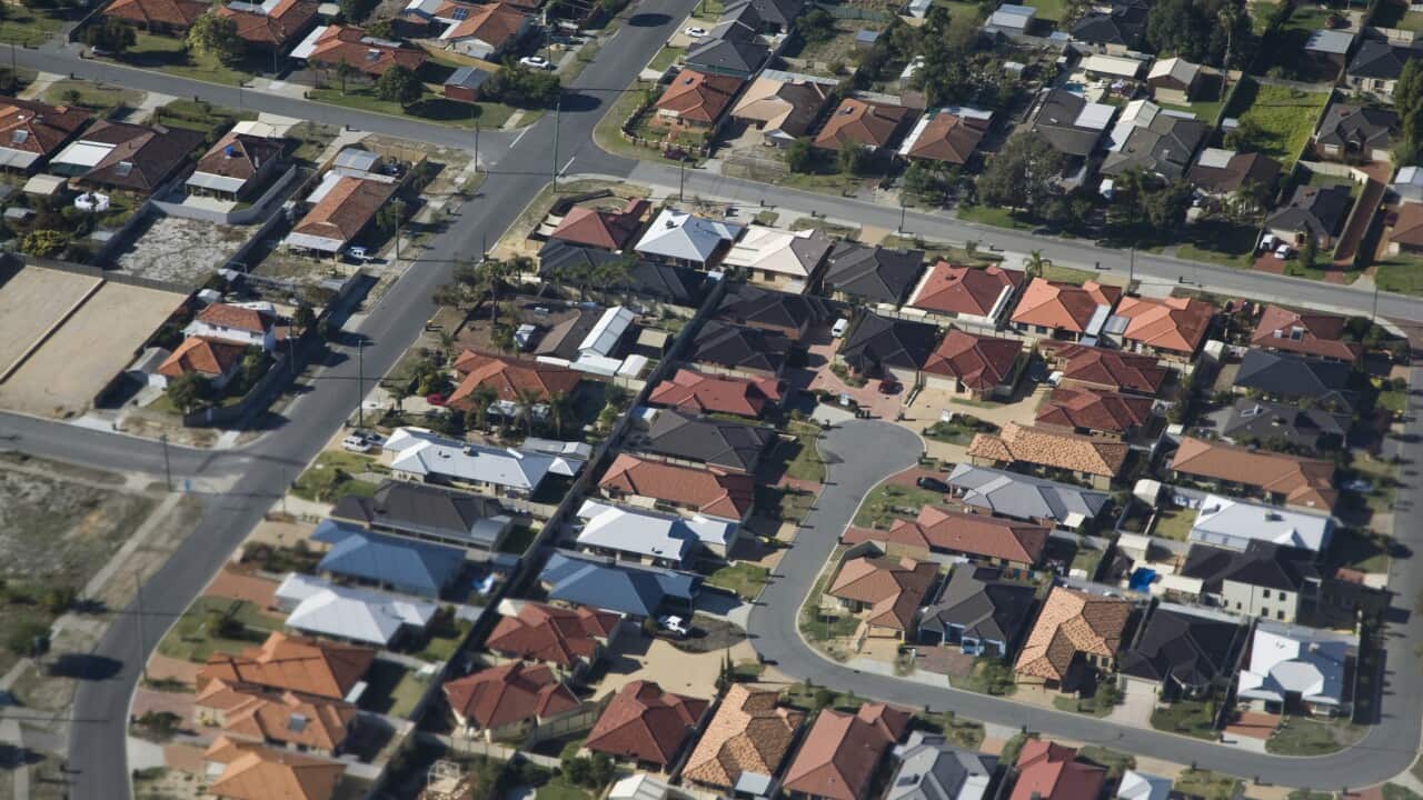 Aerial view of a suburb, Melbourne, Victoria, Australia