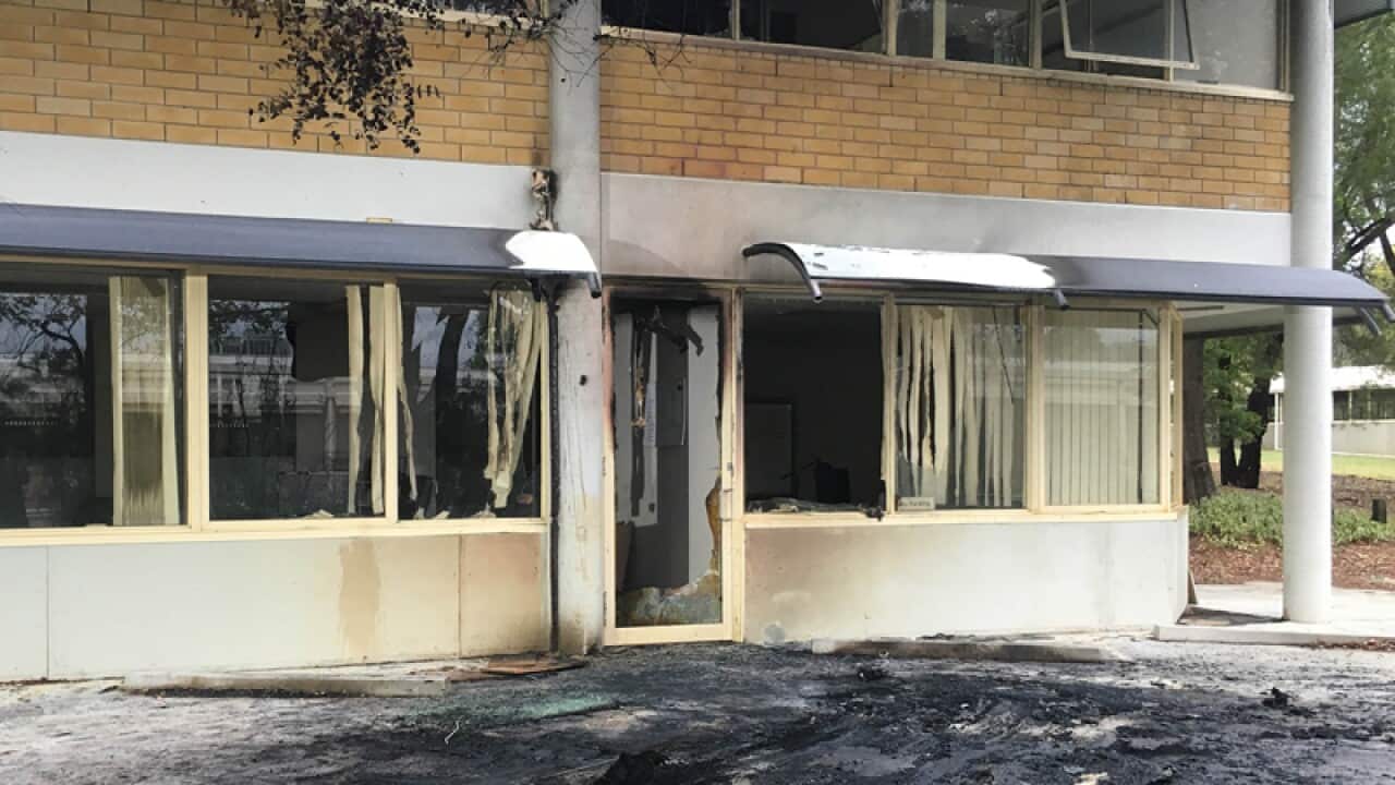 The damaged office of the Australian Christian Lobby