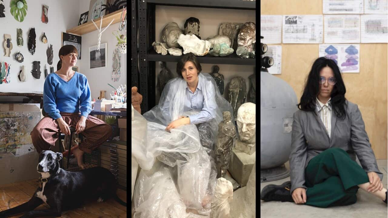 Artists Tai Snaith, Nina Sanadze and Mia Salsjö (left to right)